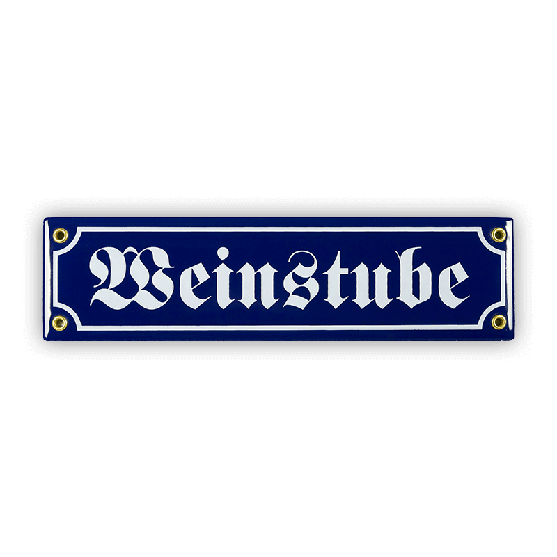 Münder Weinstube Mini-Straßenschild Emaille 30 cm blau