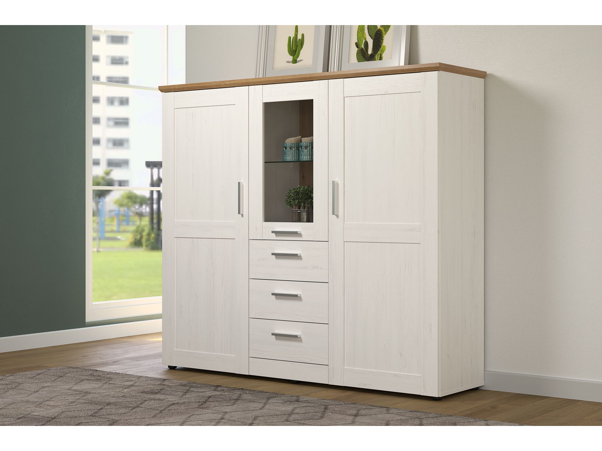 trendteam Shade Highboard Weiß Artisan Eiche