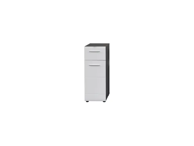 trendteam Line Standschrank Rauchsilber Weiß Hochglanz