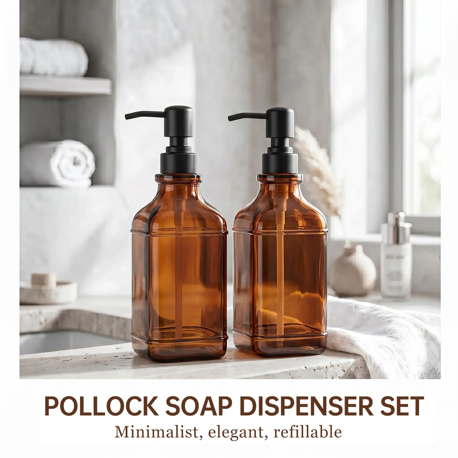 Pollock Soap Dispensers Seifenpumpe Edelstahl Seifenspender Schwarz 2 Stück