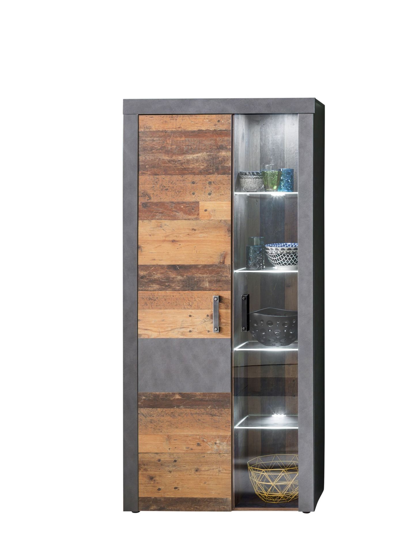 trendteam Indy Stauraumvitrine Graphit mit Beleuchtung