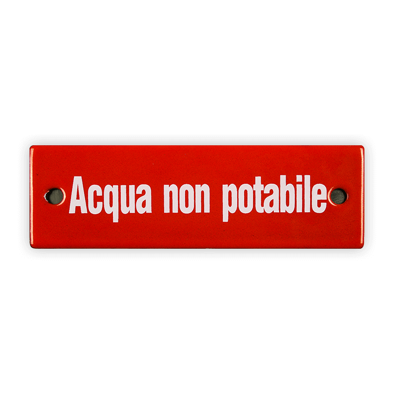Münder Email Emailschild Acqua non potabile 12,5x4 cm
