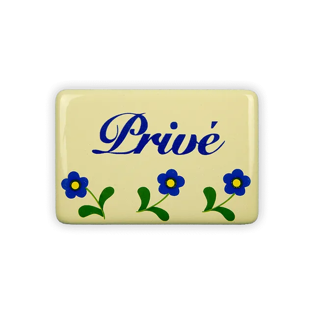 Münder Email Lagerschilder Privé Türschild 6x4 cm Blümchen