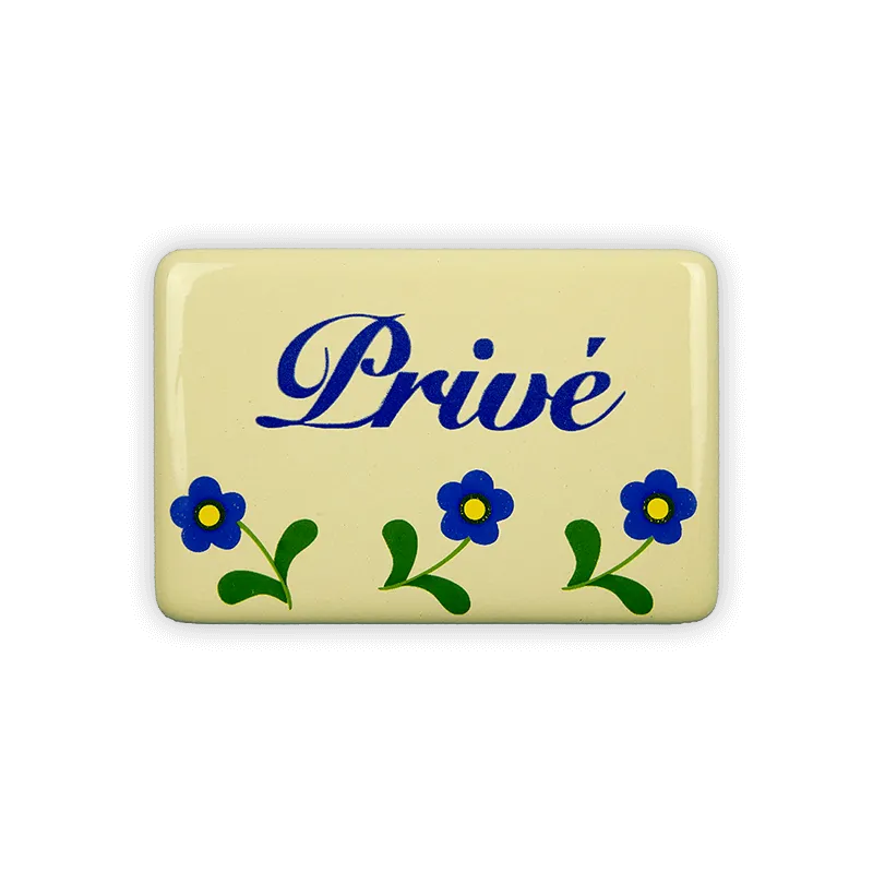 Münder Email Lagerschilder Privé Türschild 6x4 cm Blümchen