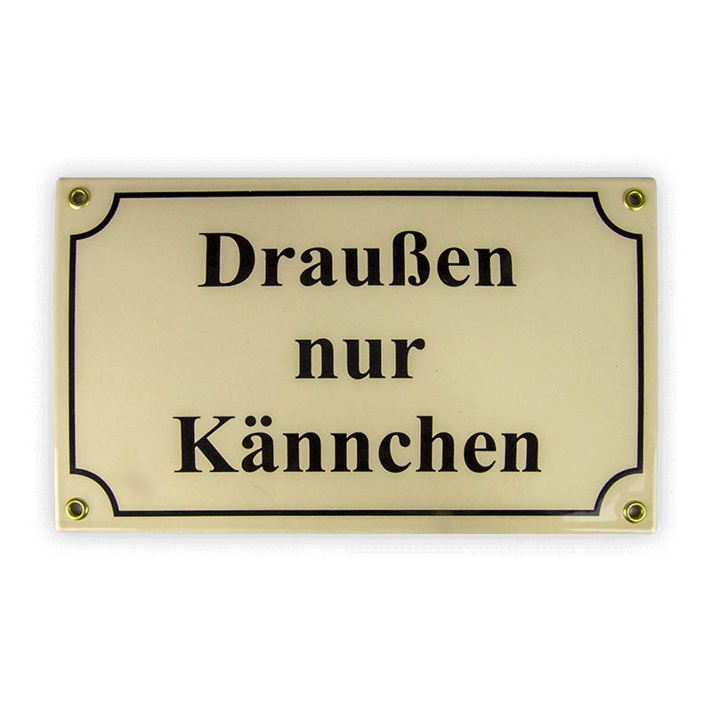 Münder Email Schild Draußen nur Kännchen 25x15 cm