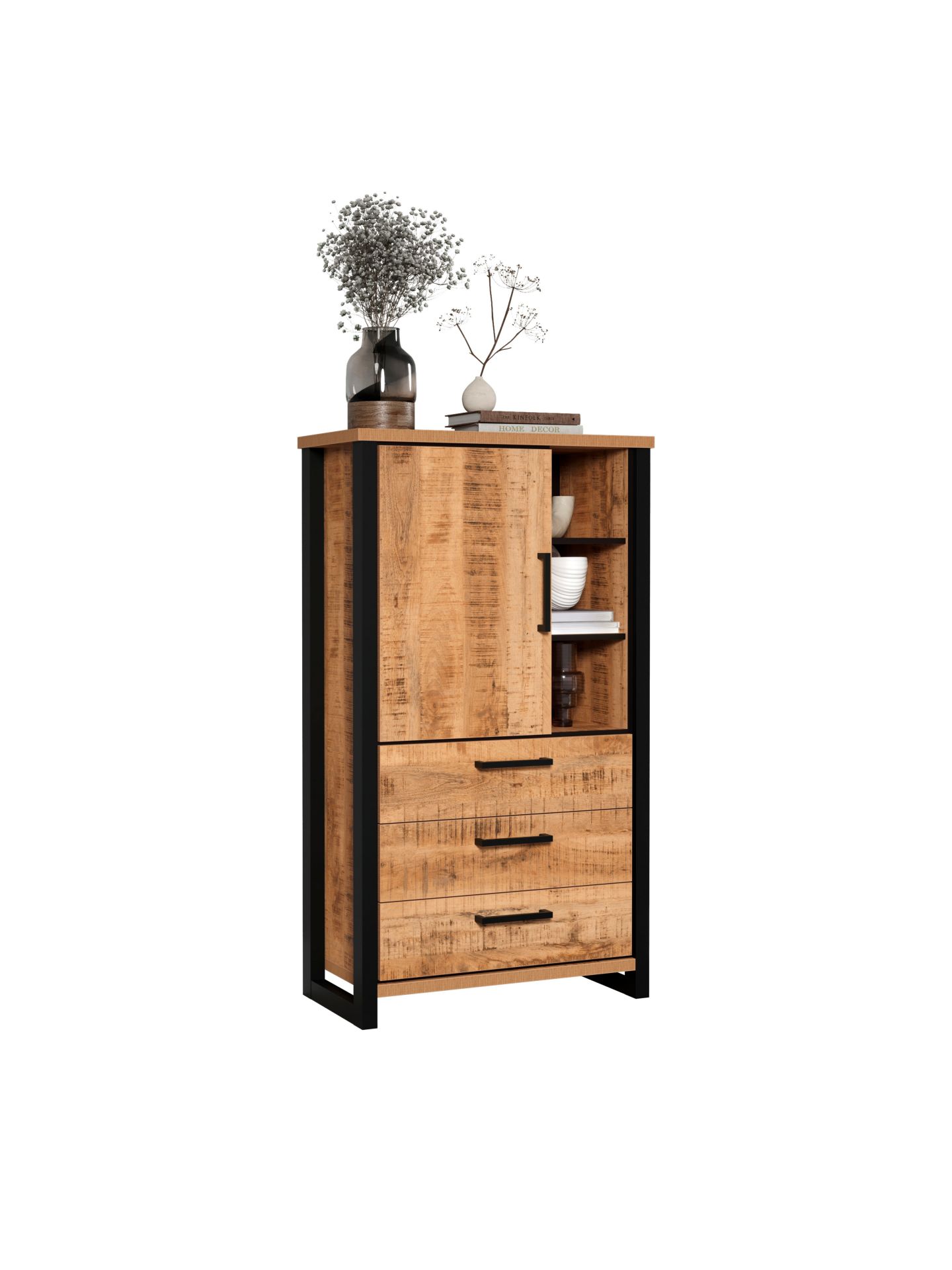 trendteam Enna Schrank Mango halbhoch schwarze Absetzung