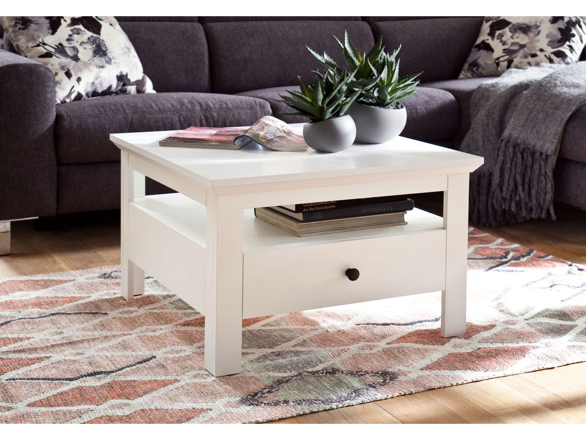 trendteam Universal Couchtisch Weiß mit Schubkasten