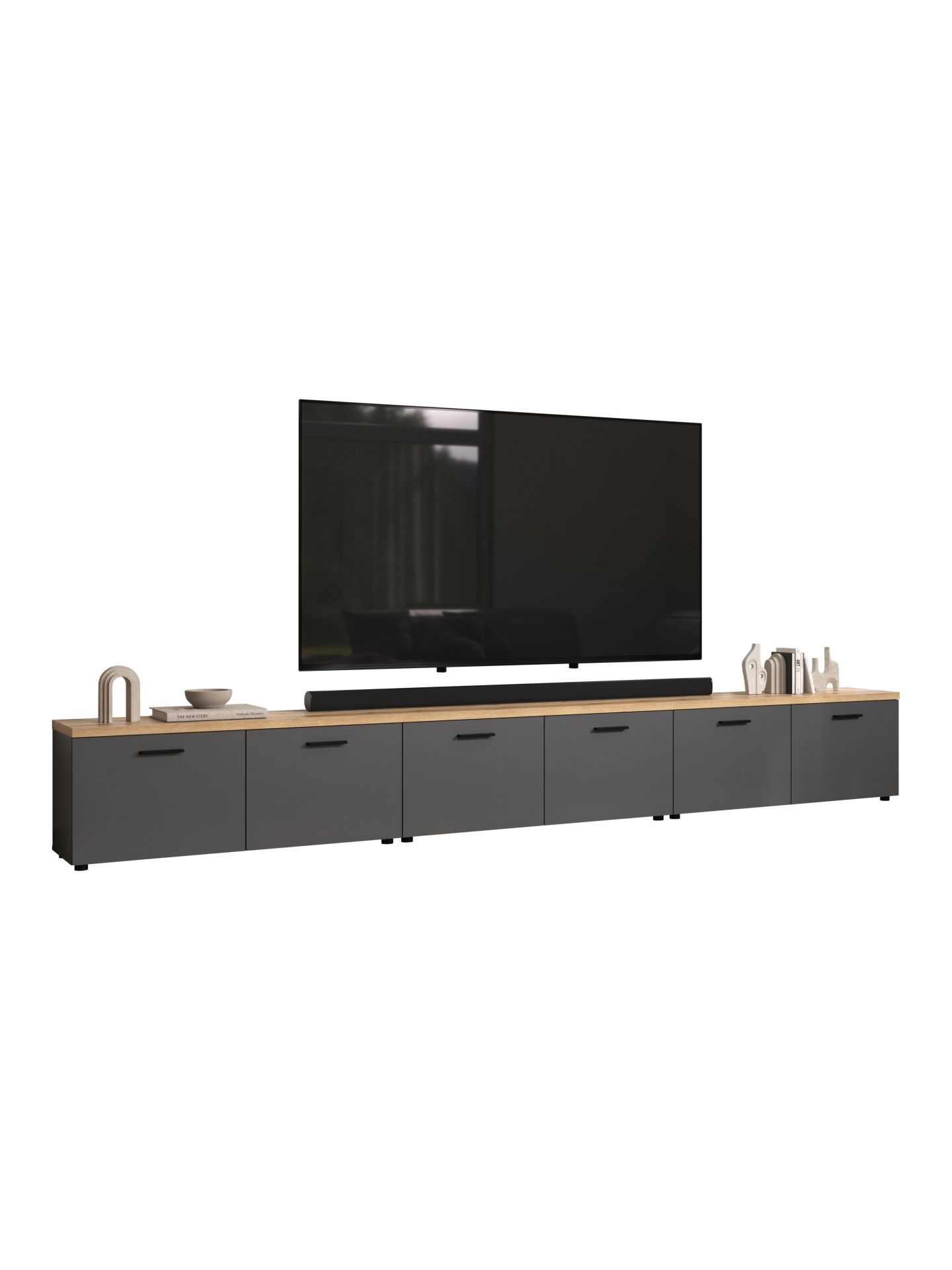 trendteam Baggio TV-Lowboard Anthrazit Coast Evoke Oak Wohnzimmer