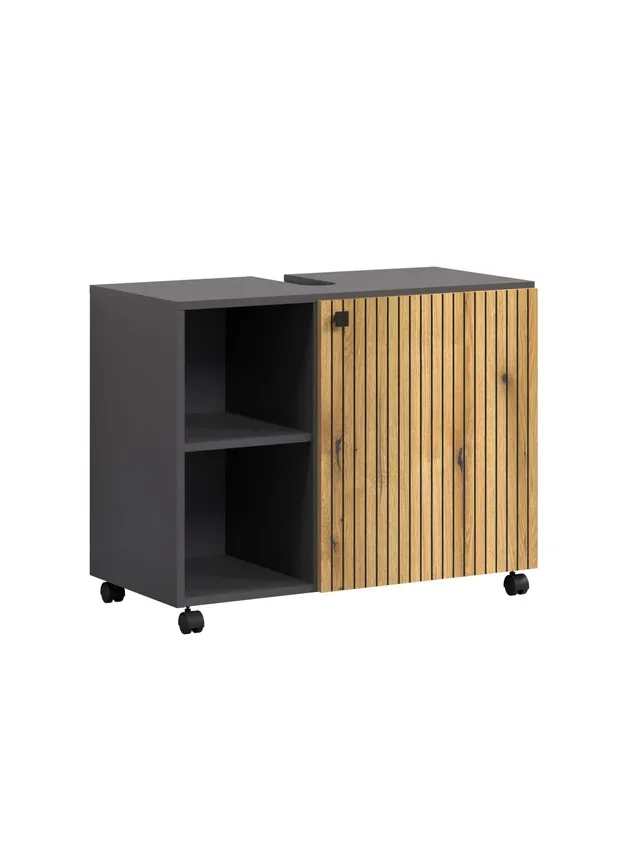 trendteam PureBliss Waschbeckenunterschrank Anthrazit Eiche