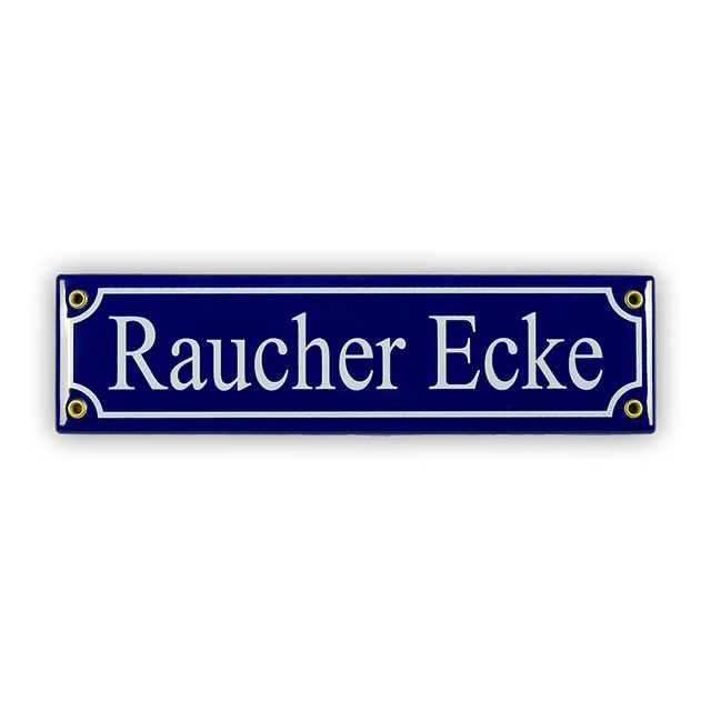 Münder Email Emaille Lagerschilder Raucher Ecke Straßenschild 30x8 cm blau