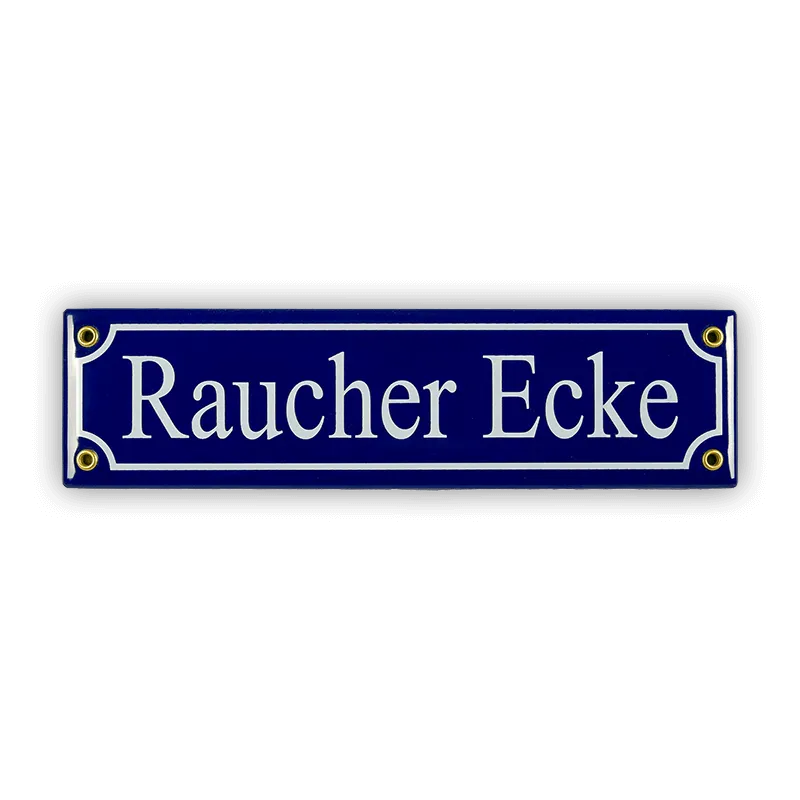 Münder Email Emaille Lagerschilder Raucher Ecke Straßenschild 30x8 cm blau