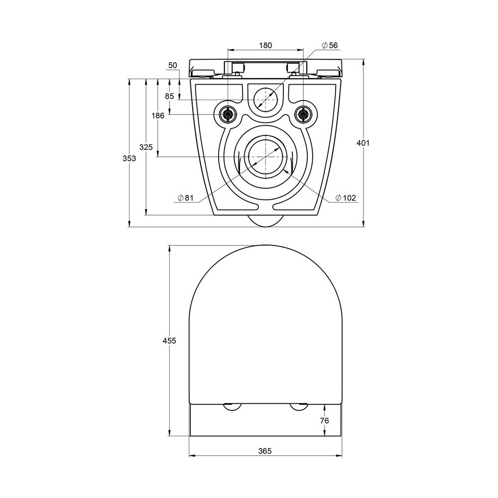 Treos Serie 810 Wand-WC Set Kurz Spülrandlos mit WC-Sitz