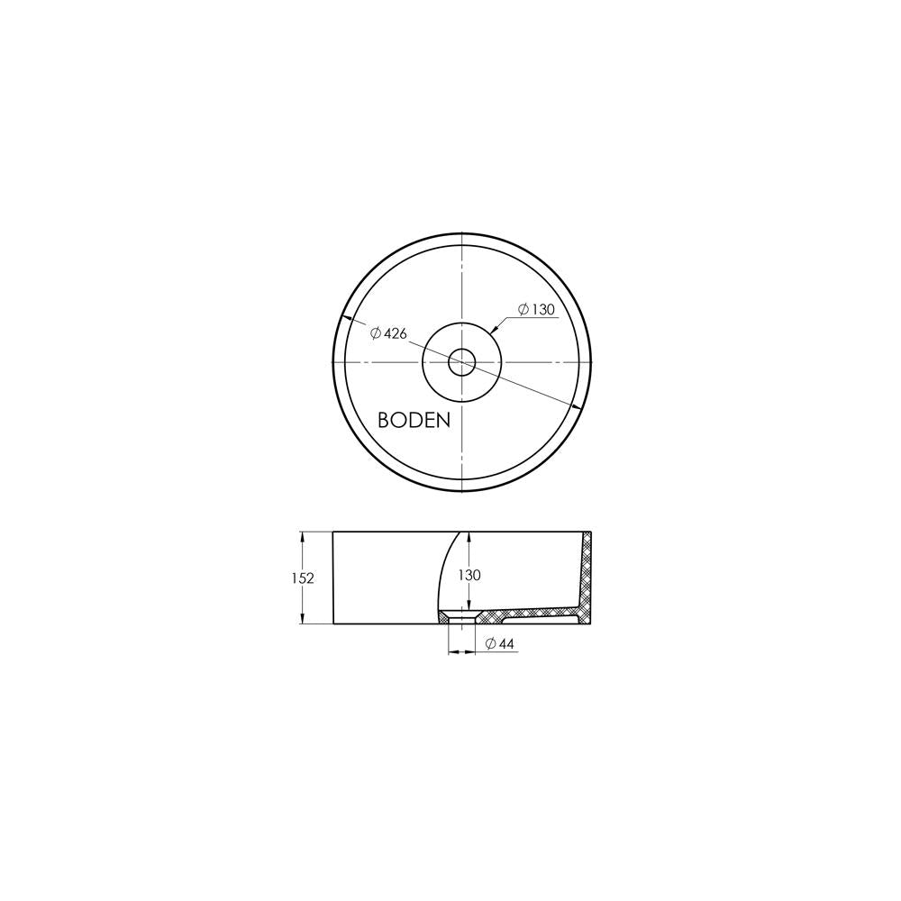 Treos Serie 710 Aufsatz-Waschbecken Ø 426 mm weiß glänzend