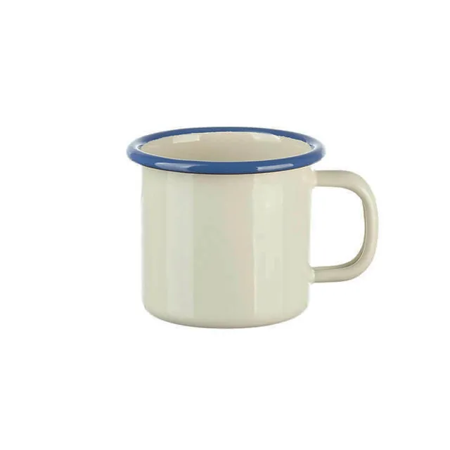 Münder Email Nostalgie Becher 6 cm creme/blau Emaille 0,1 L