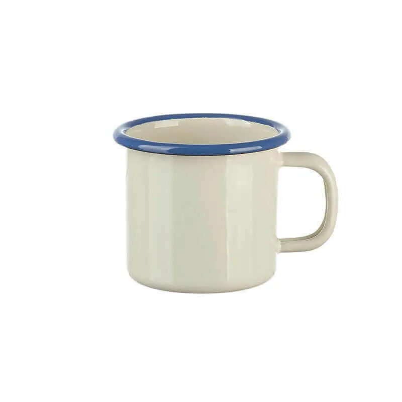 Münder Email Nostalgie Becher 6 cm creme/blau Emaille 0,1 L