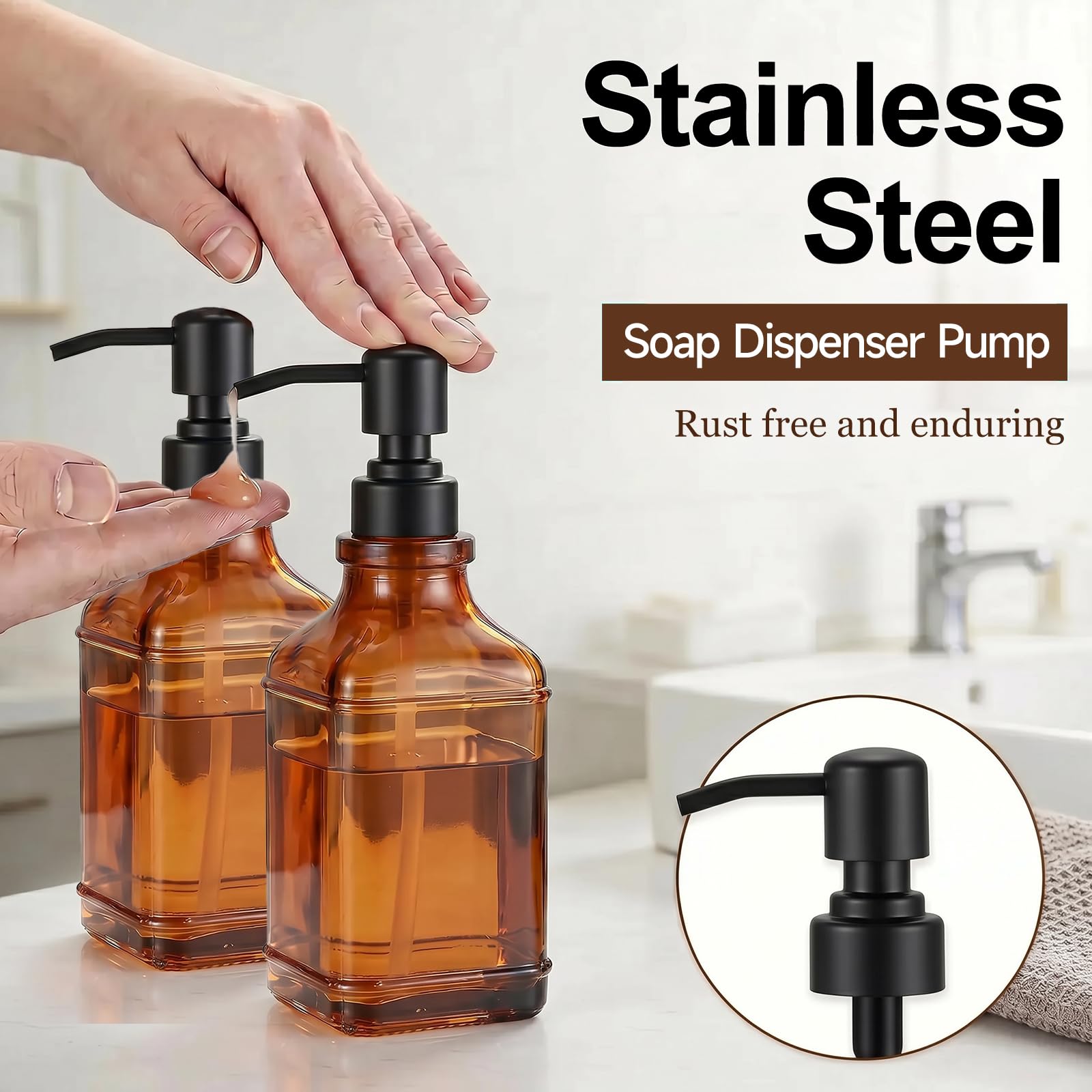 Pollock Soap Dispensers Seifenpumpe Edelstahl Seifenspender Schwarz 2 Stück