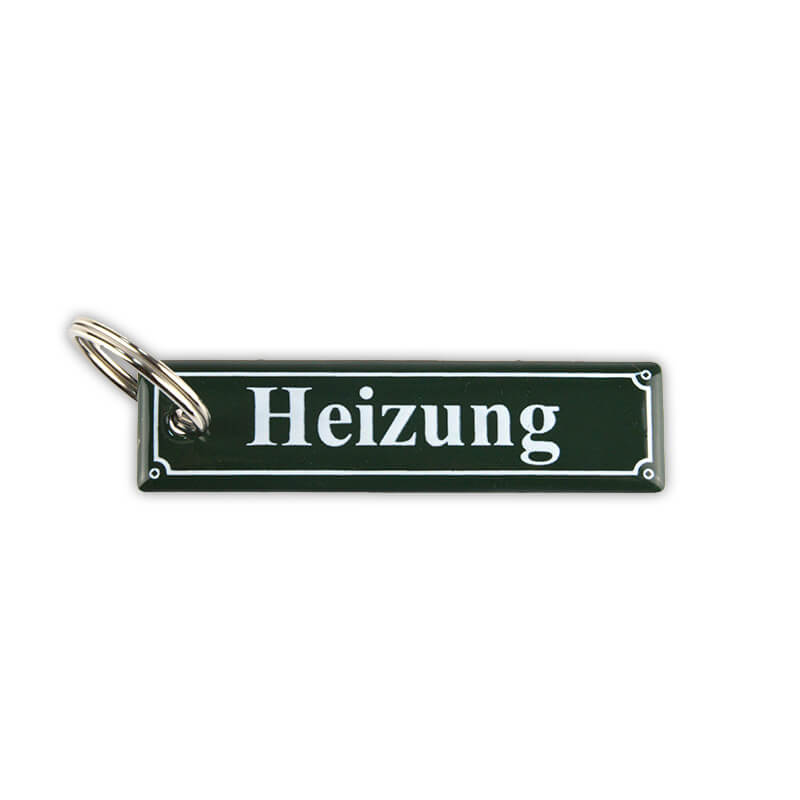 Münder Email Schlüsselanhänger Email Heizung grün 8x2 cm