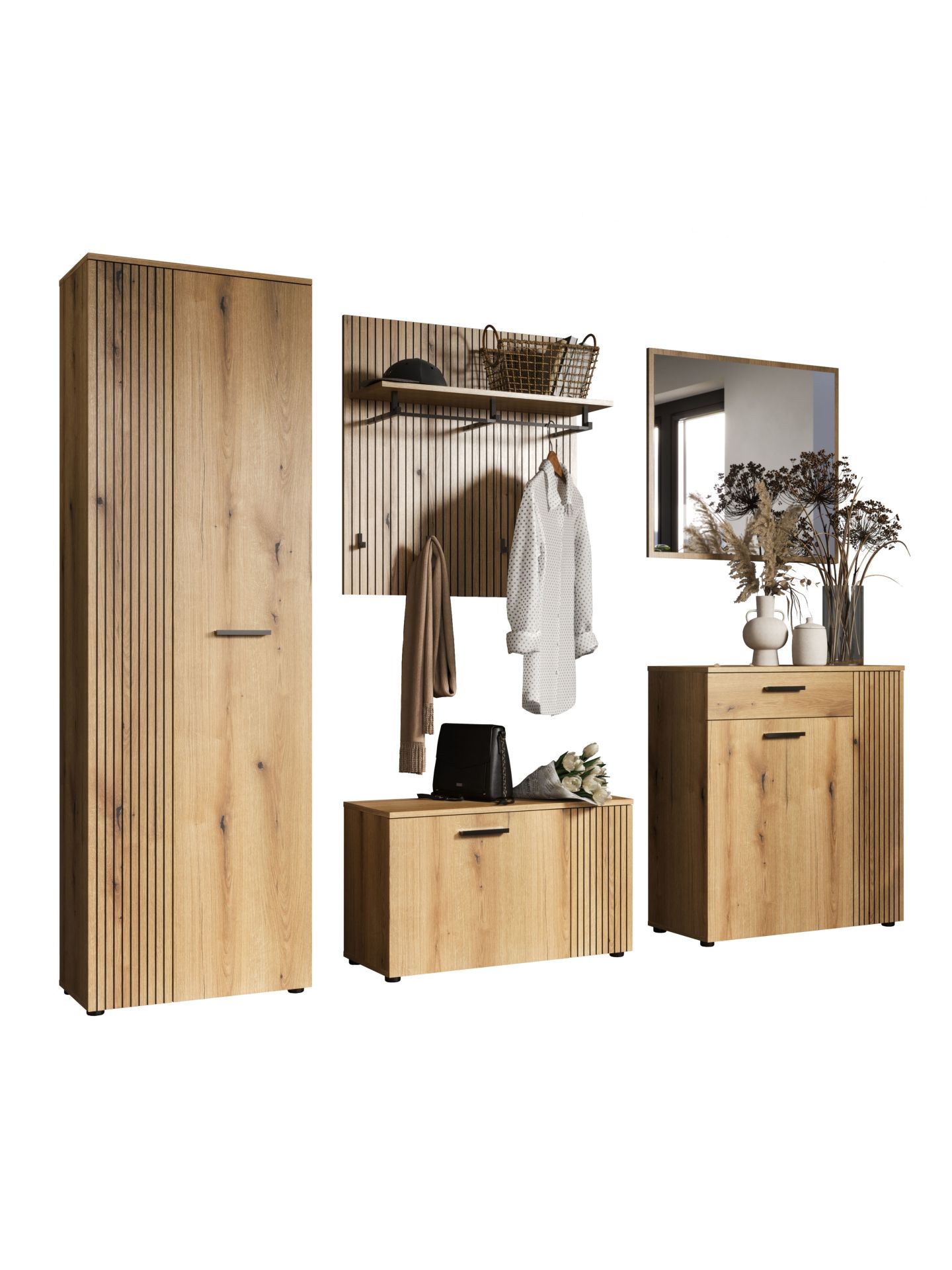 trendteam PureBliss Garderoben-Set Evoke Eiche 5-tlg Flurmöbel