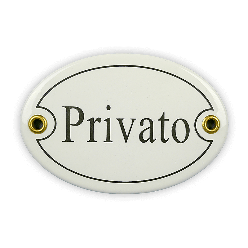 Münder Email Lagerschilder Privato Emailschild oval 10,5x7 cm