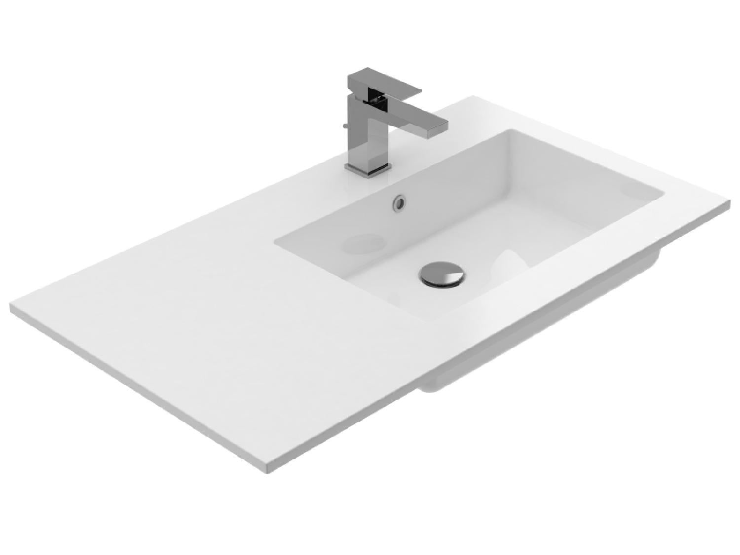 Treos Serie 750 Einbaubecken 900x500 weiß Ablage links