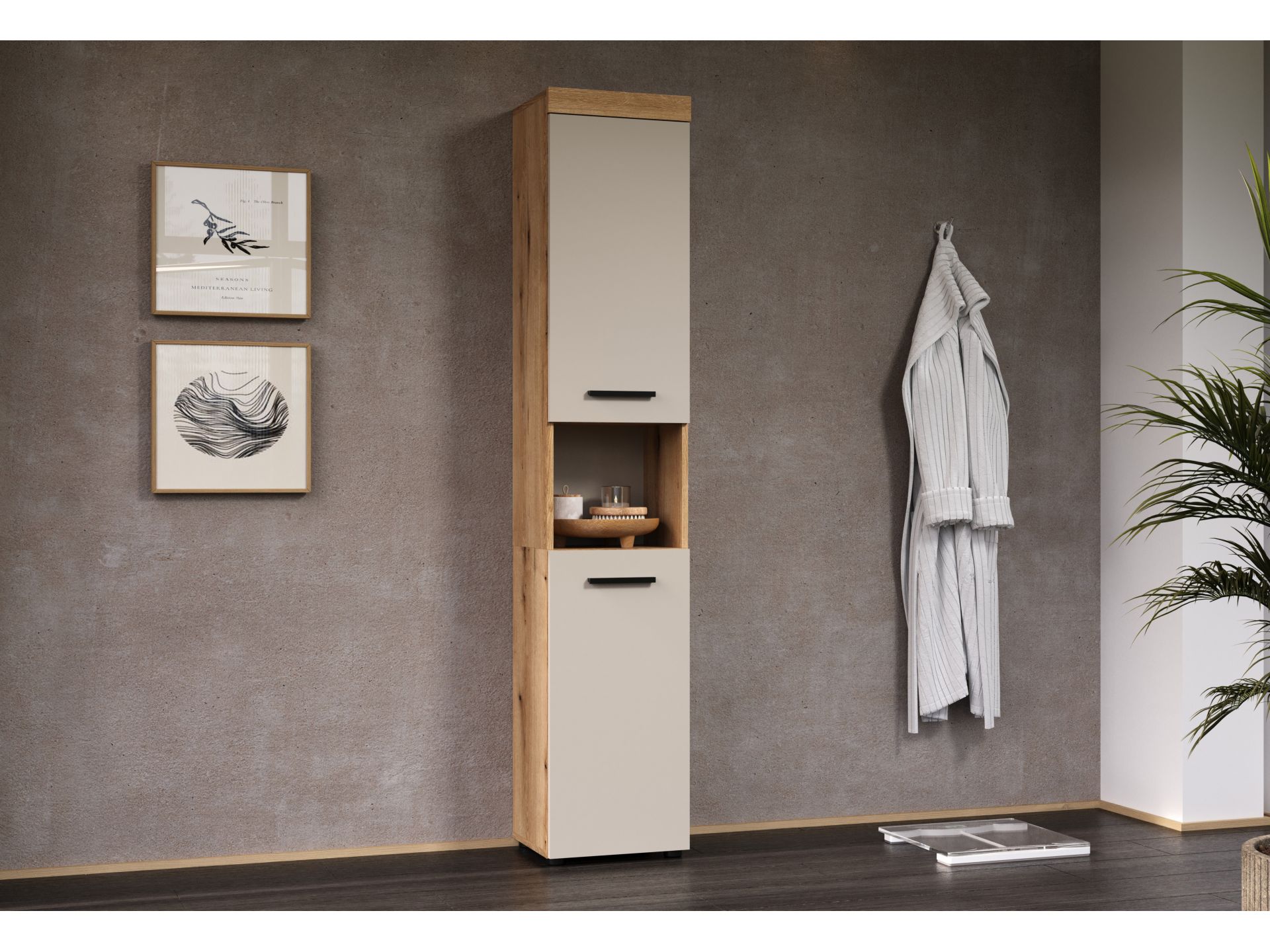 trendteam Badezimmer Ivrea Hochschrank Eiche Cashmere
