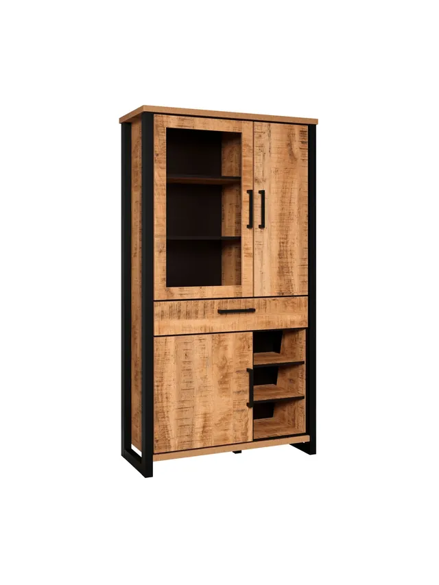 trendteam Enna Vitrine Mango Stauraumvitrine Schwarz Griff