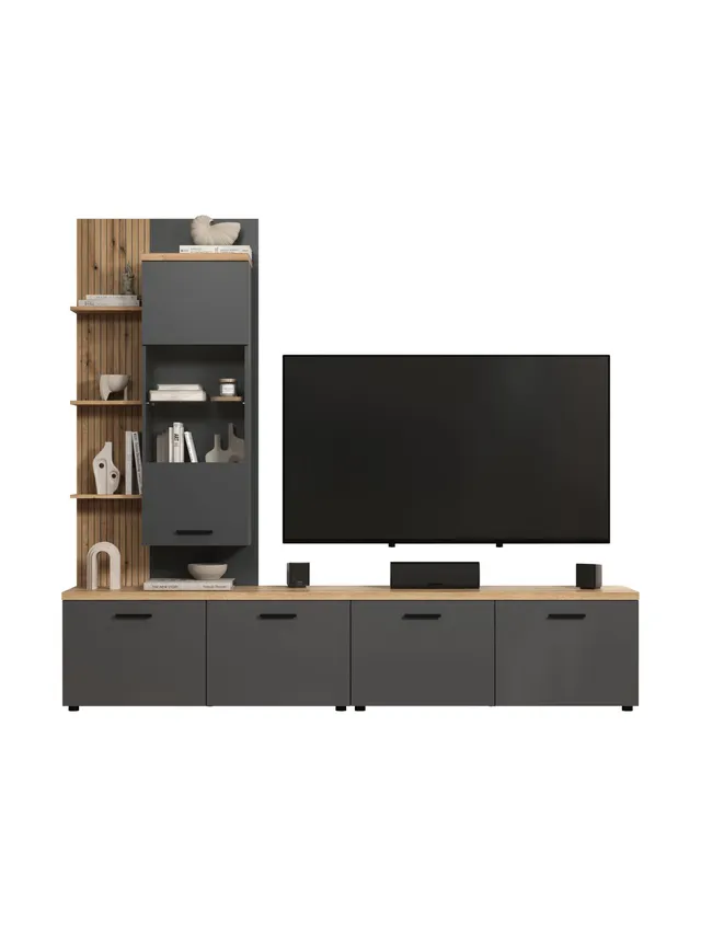 trendteam Baggio Wohnwand Anthrazit Coast Evoke Oak