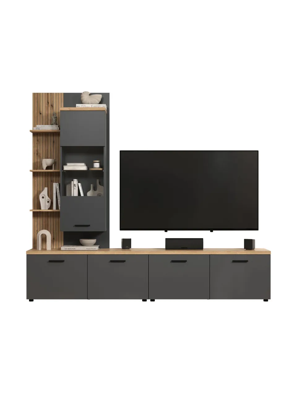 trendteam Baggio Wohnwand Anthrazit Coast Evoke Oak