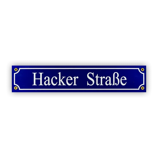 Münder Email Emaille Lagerschilder Hacker Straße Schild 40 cm blau