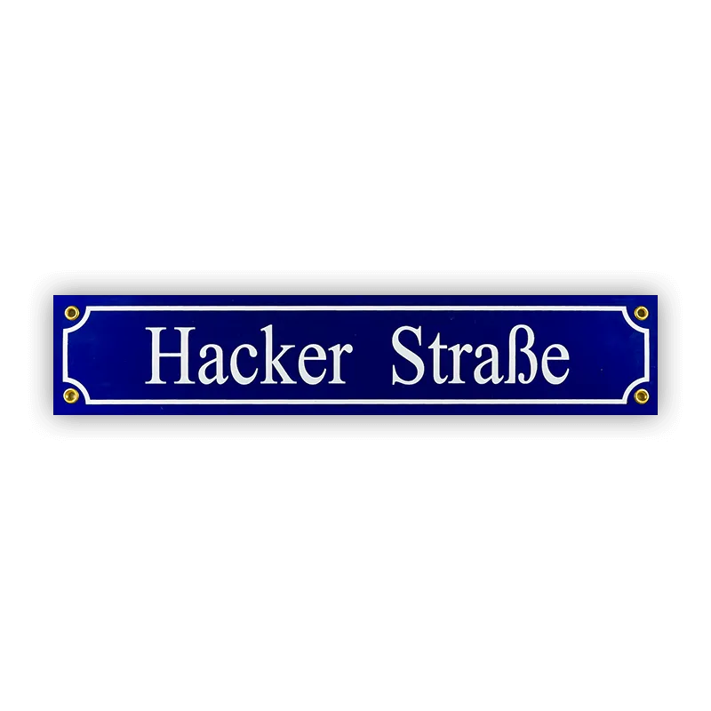 Münder Email Emaille Lagerschilder Hacker Straße Schild 40 cm blau