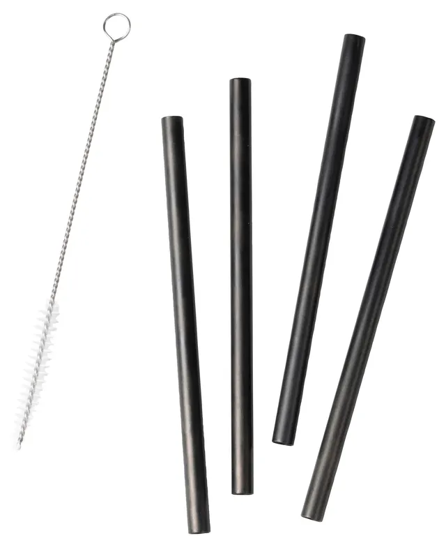 Zone Denmark Rocks Strohhalme 15cm Schwarz Edelstahl 4er