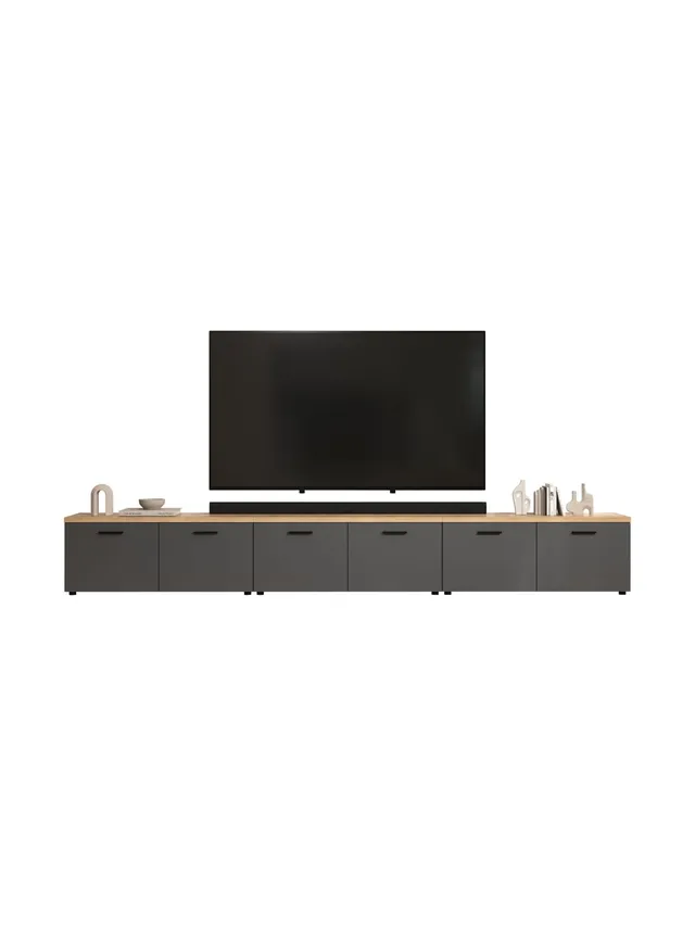 trendteam Baggio TV-Lowboard Anthrazit Coast Evoke Oak Wohnzimmer