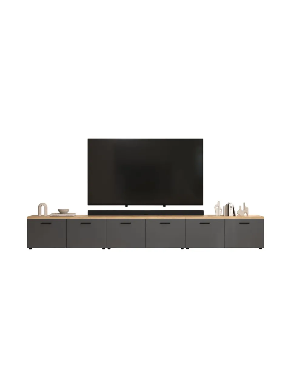 trendteam Baggio TV-Lowboard Anthrazit Coast Evoke Oak Wohnzimmer
