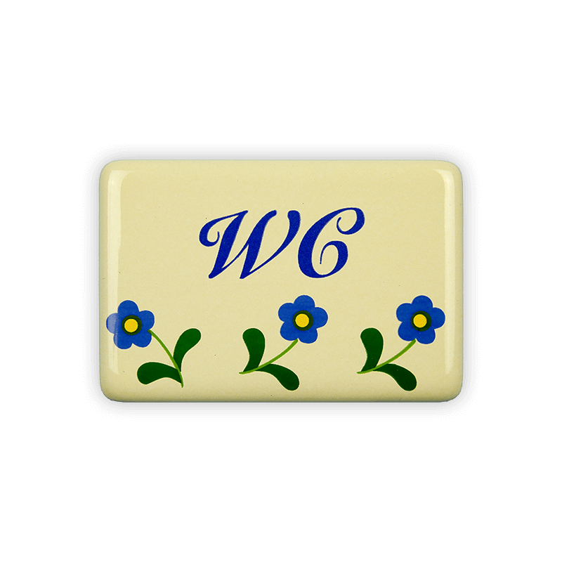 Münder Email Lagerschilder Emailschild WC 6x4 cm Blümchen