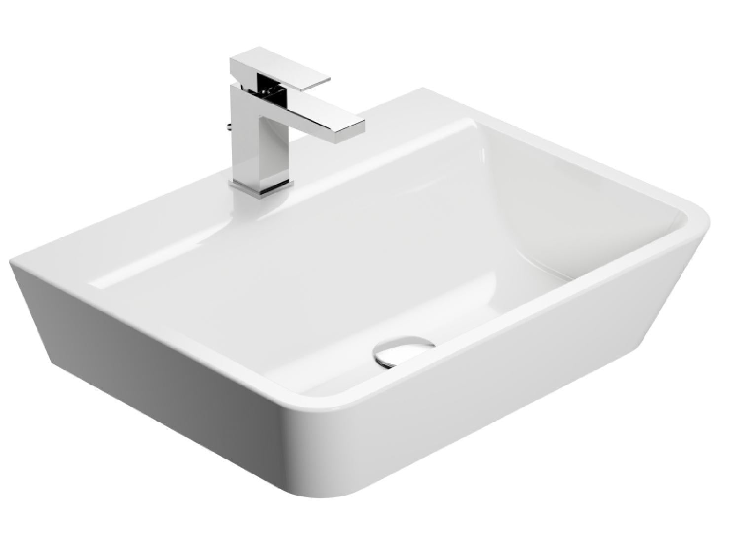 Treos Serie 720 Waschbecken 600x460 mit Hahnloch weiß