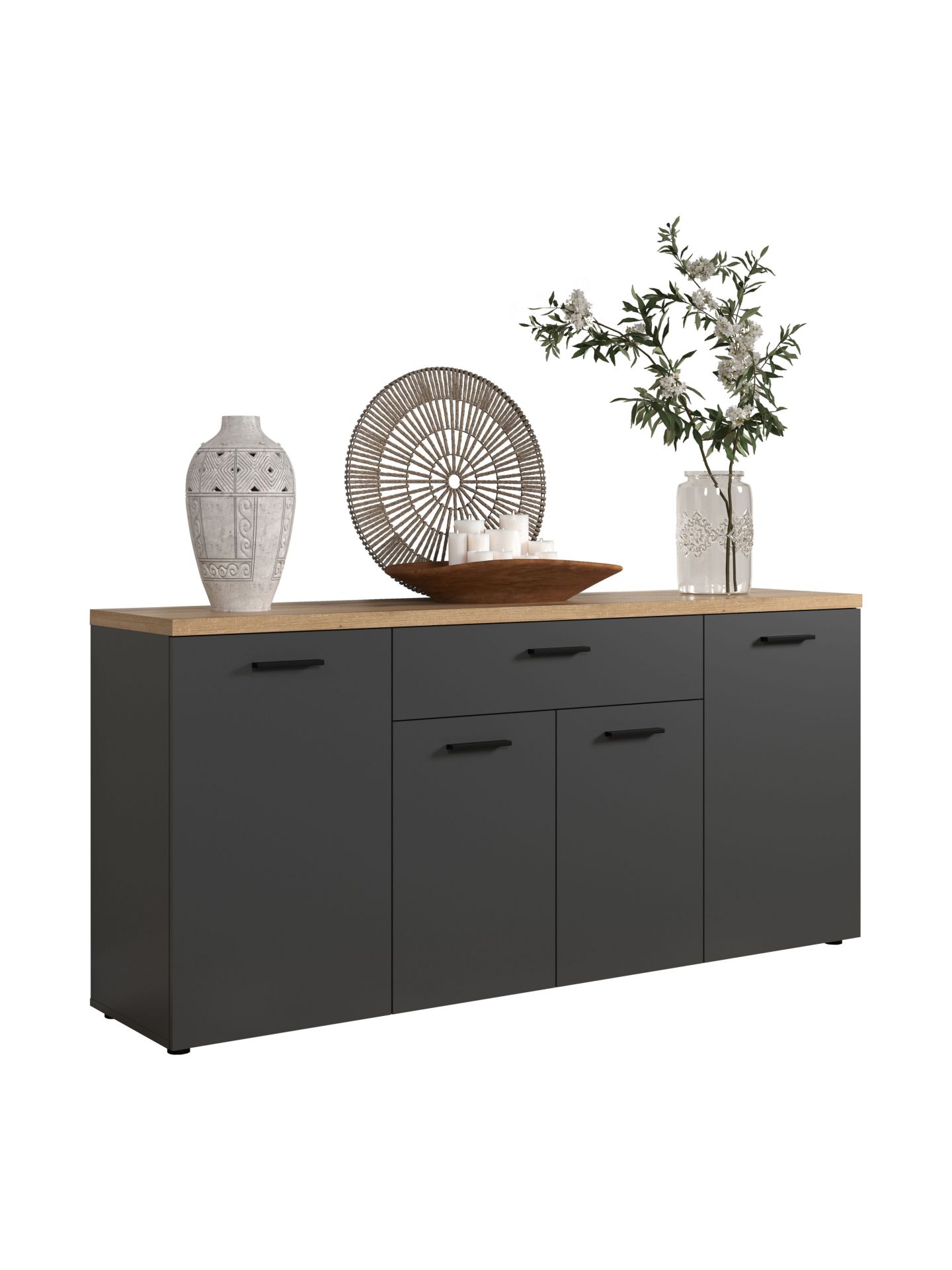 trendteam Baggio Sideboard Kommode Anthrazit Eiche