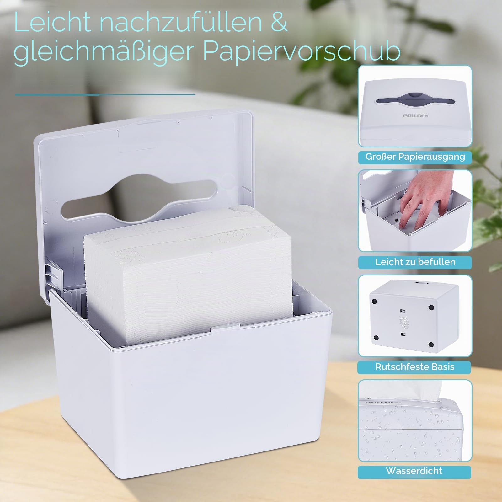 Pollock Paper Towel Tischspender Weiß Multifold 200 Tücher