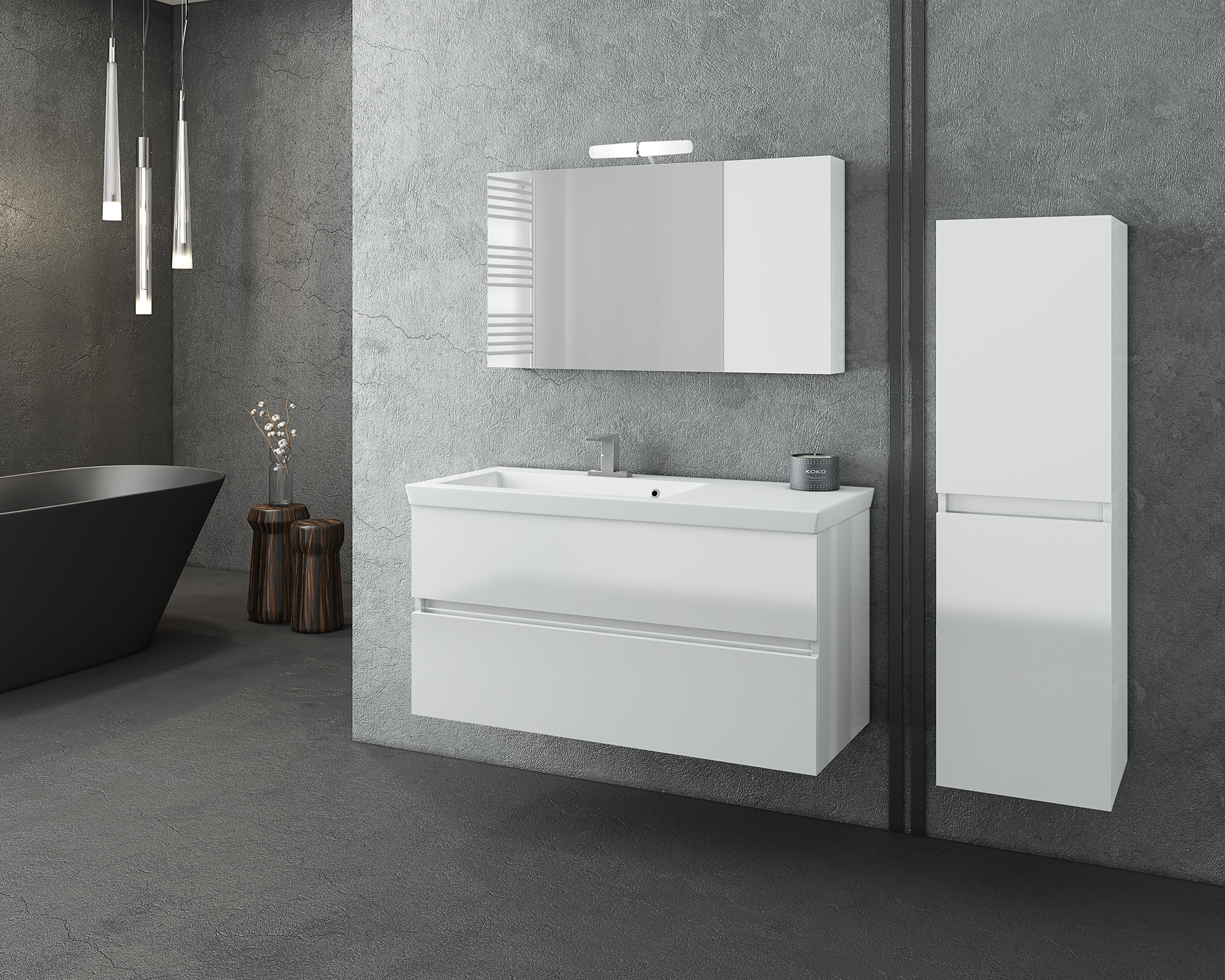 DROP Martinidis Luxus Senso Hochschrank Weiß Badezimmer-Säule
