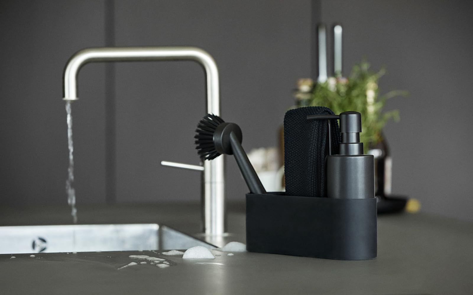 Zone Denmark Singles Spülbecken Organizer Set Schwarz 4-teilig