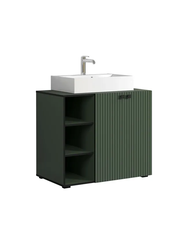 trendteam PureBliss Waschbeckenunterschrank Grün Waschbecken