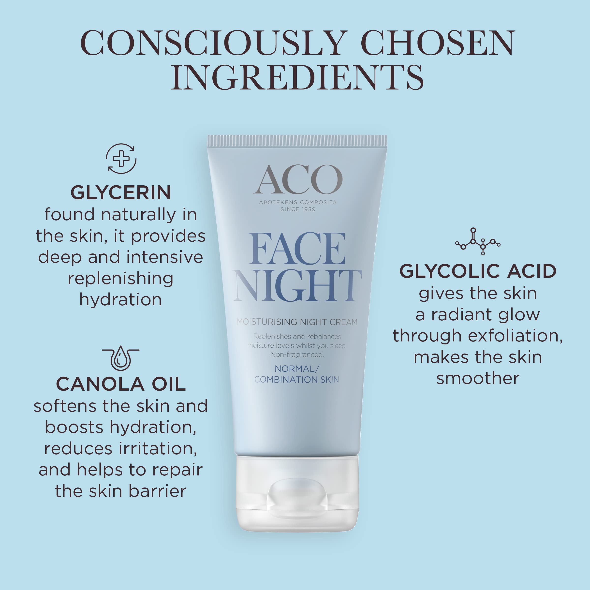 ACO Everyday Heroes Moisturising Night Cream 50 ml parfümfrei