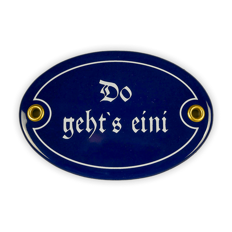 Münder Email Do geht's eini Türschild oval 10,5x7 cm