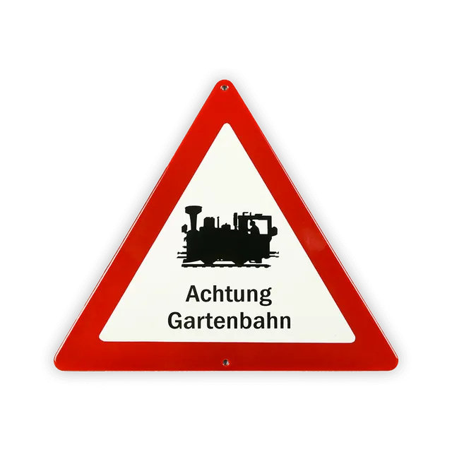 Münder Email Emailschild Dreieck Achtung Gartenbahn 25 cm