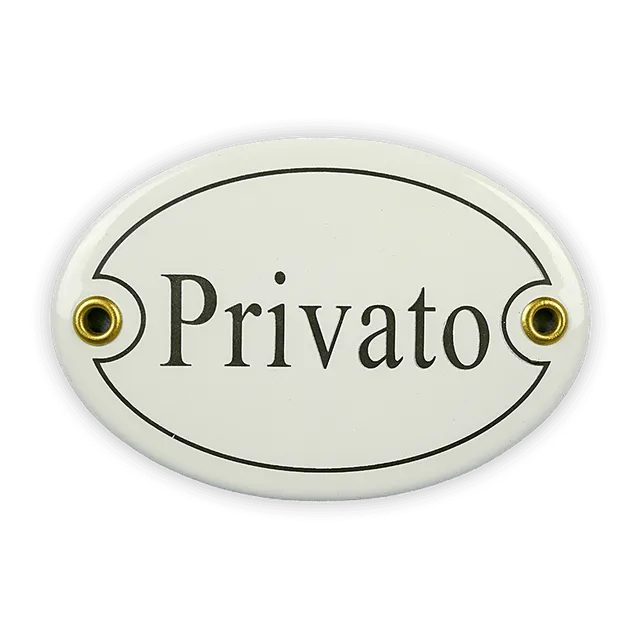 Münder Email Lagerschilder Privato Emailschild oval 10,5x7 cm
