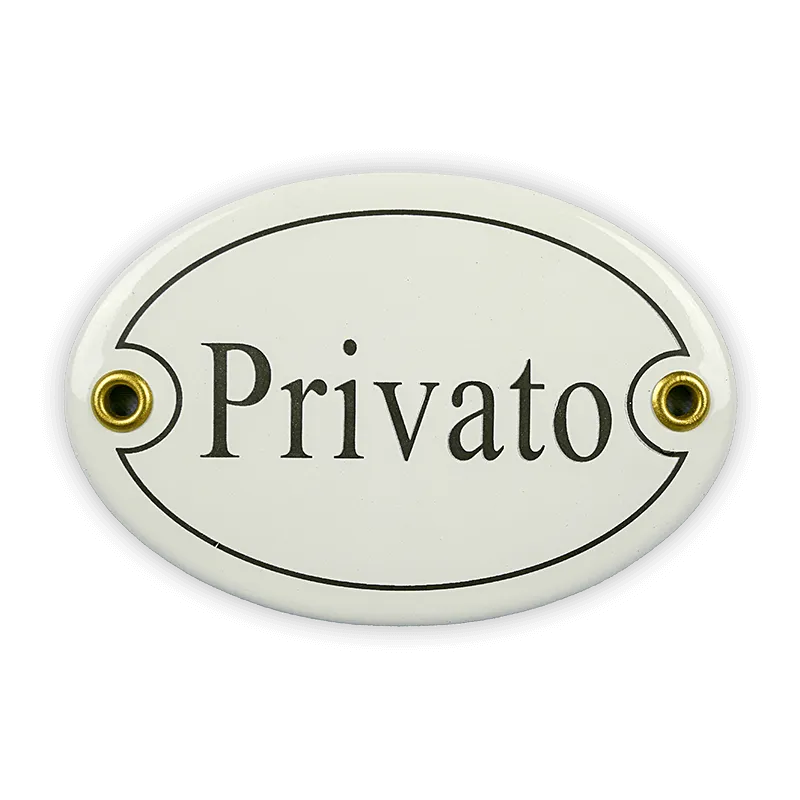 Münder Email Lagerschilder Privato Emailschild oval 10,5x7 cm