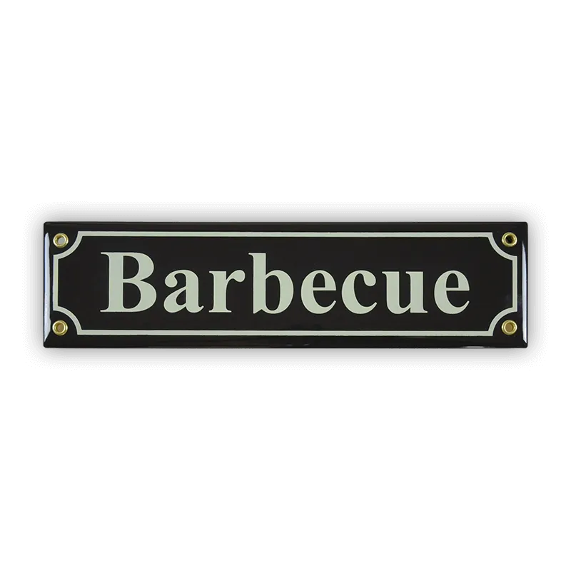 Münder Email Mini-Straßenschild Barbecue 30 cm schwarz