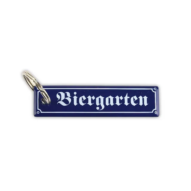 Münder Schlüsselanhänger Email Biergarten 8x2 cm blau/weiß