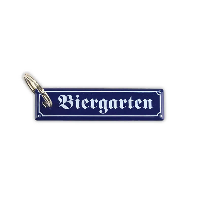 Münder Schlüsselanhänger Email Biergarten 8x2 cm blau/weiß