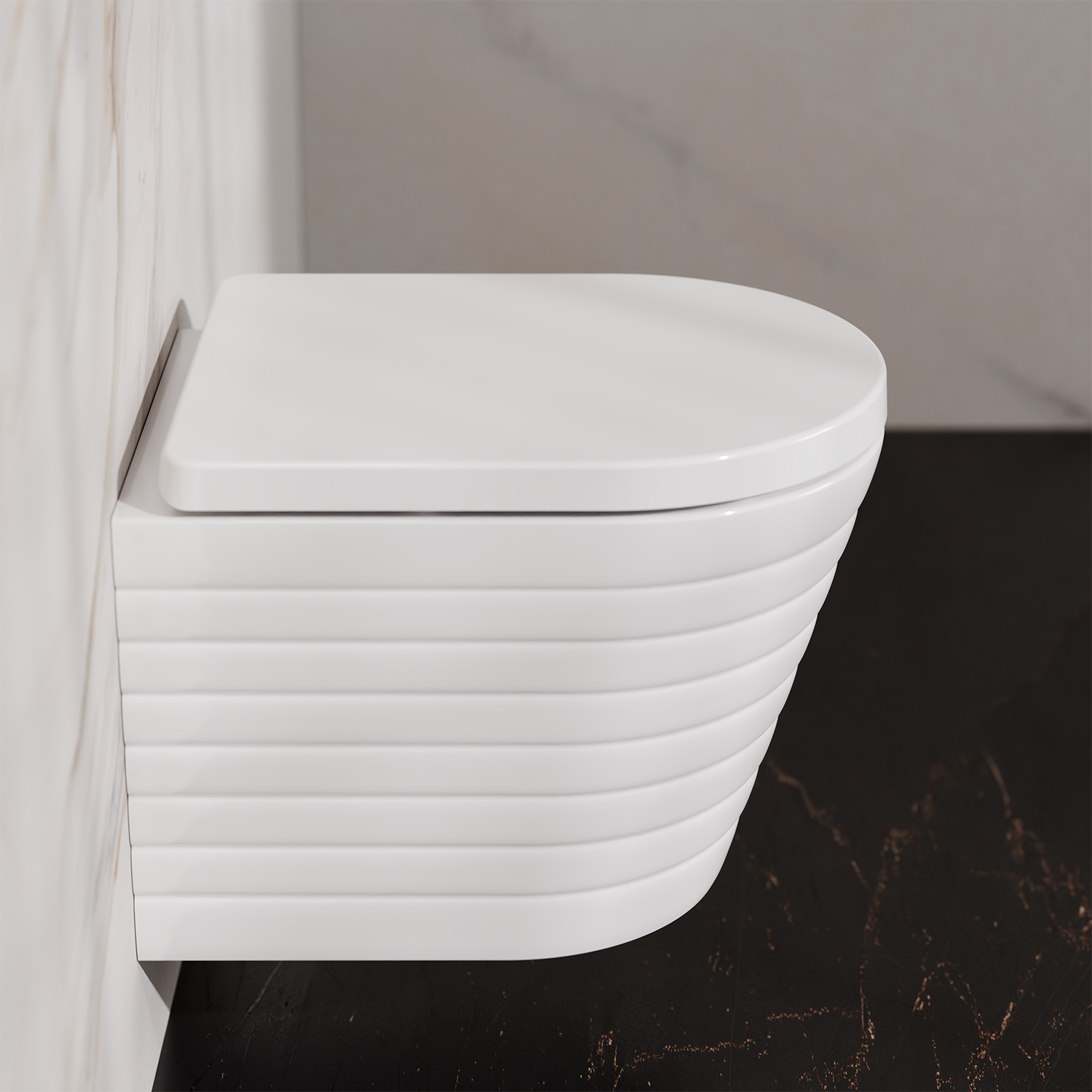 Treos Serie 810 Wand-WC Set 49cm spülrandlos weiß mit Sitz