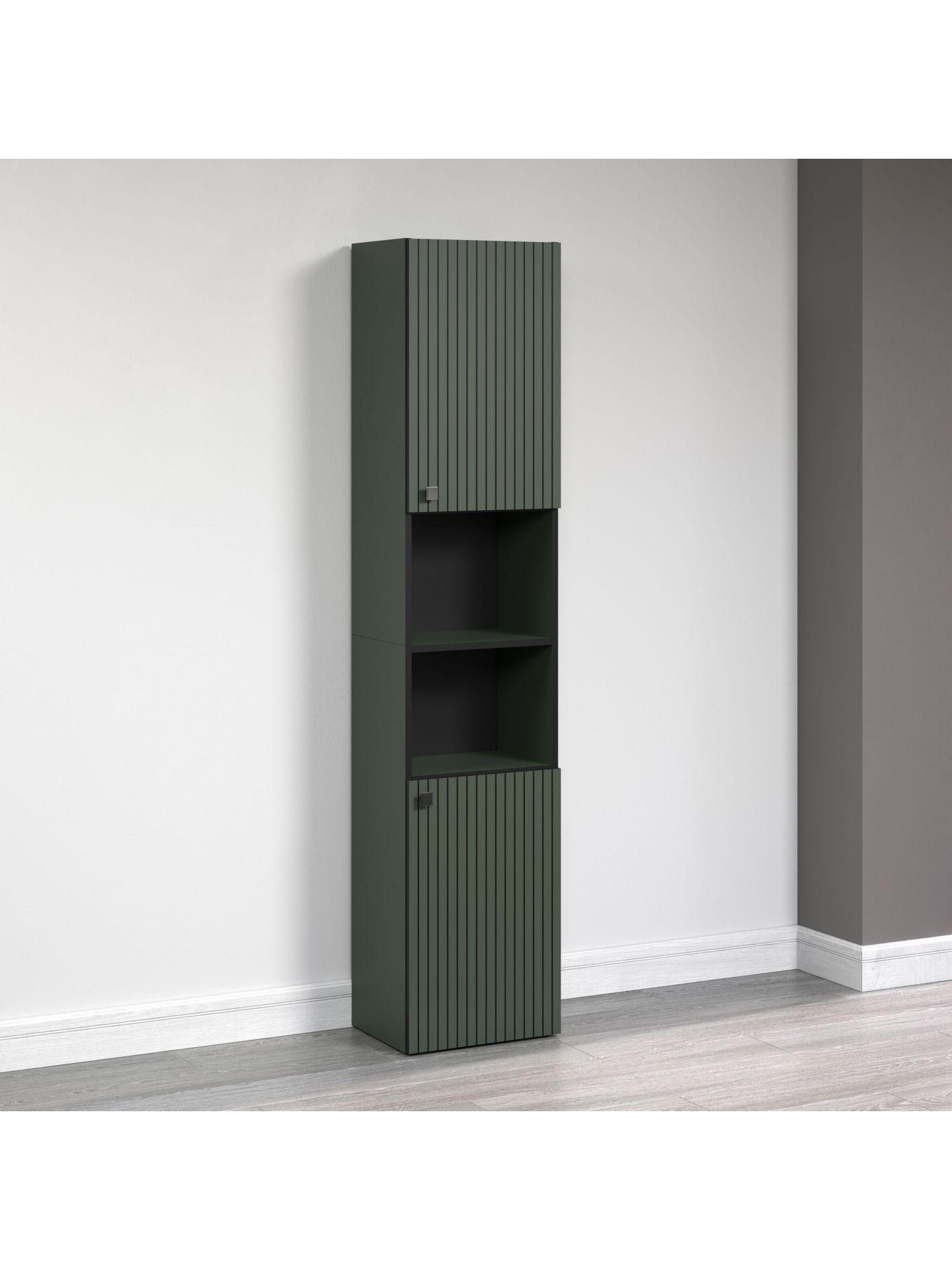 trendteam PureBliss Hochschrank Grün Schwarze Rillen